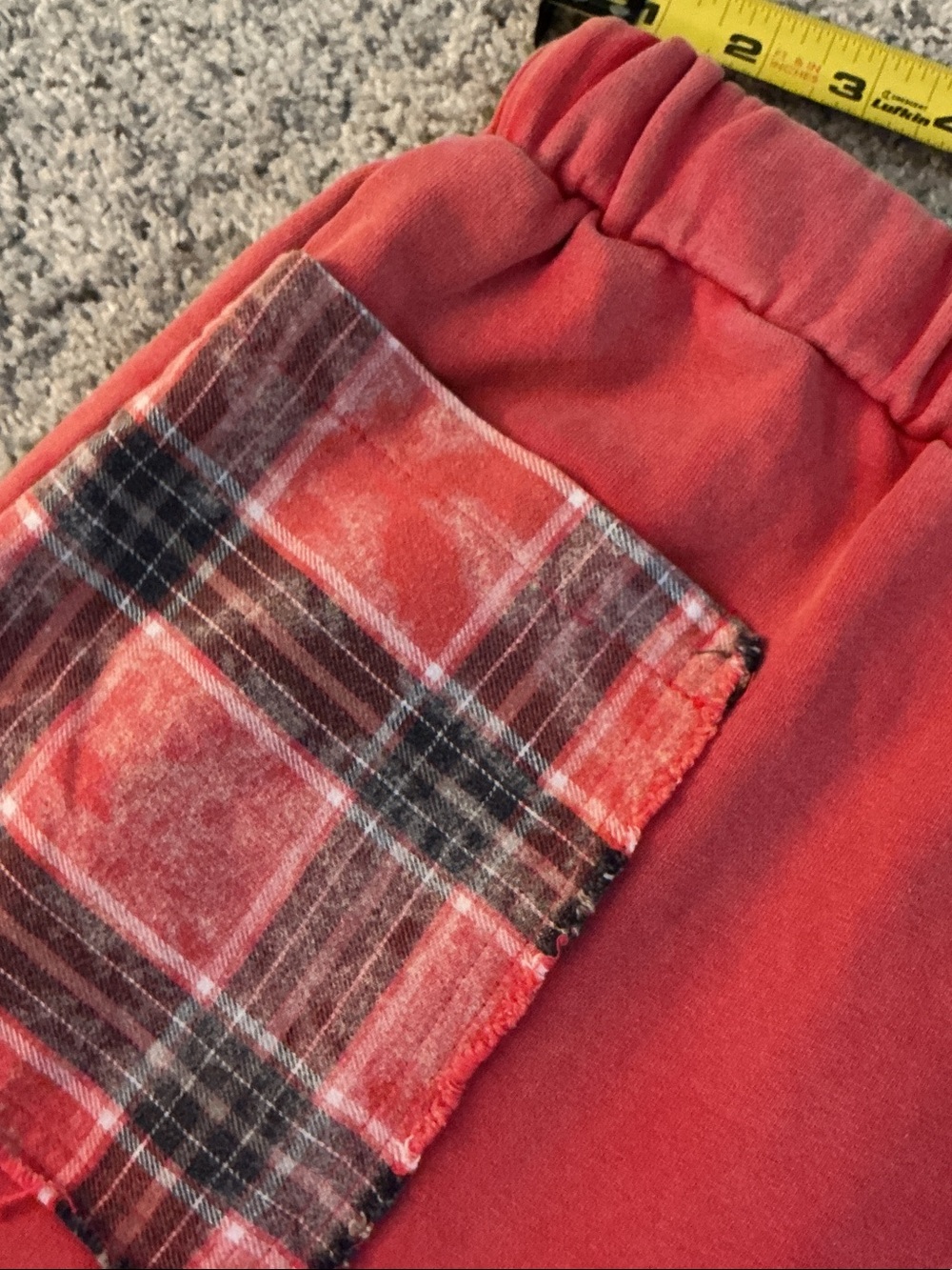 POL Wide-Leg Red Lounge Pants with Plaid Pockets - Picture 4 of 10
